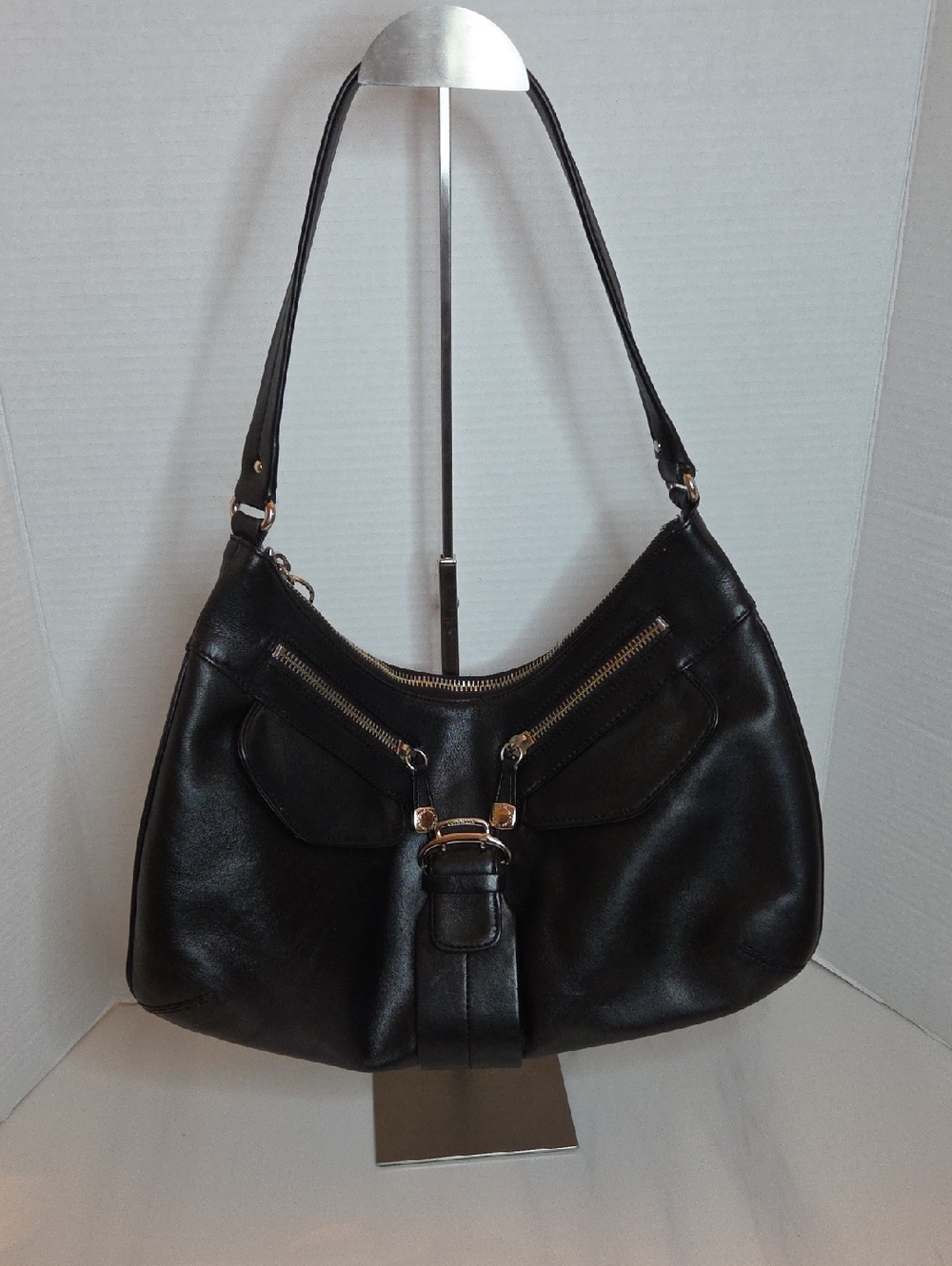 Cole Haan Black Leather Hobo with Gold Hardware